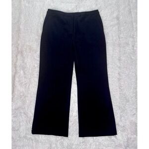 ST JOHN SPORT Black Wide Leg Dress Pants Women Size 16 Button Detail on Waist.